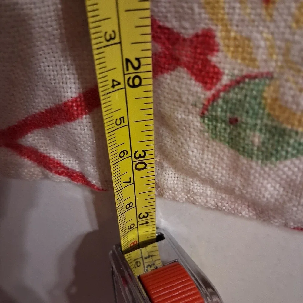 Vintage Cottagecore Floral Diamond Table Runner 13x30 Blue Red Yellow Granny EUC